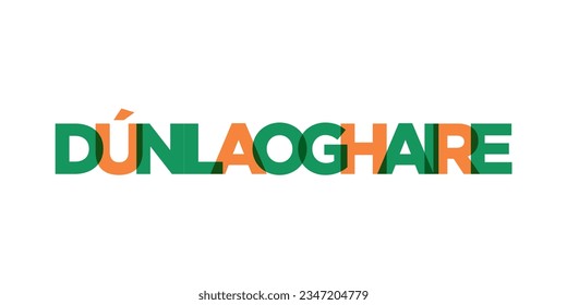 Dun Laoghaire in the Ireland emblem for print and web. Design features geometric style, vector illustration with bold typography in modern font. Graphic slogan lettering isolated on white background. svg