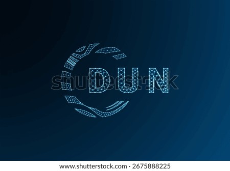 DUN low poly letter logo vector design. DUN lower poly logo design. DUN unique low poly logo design.