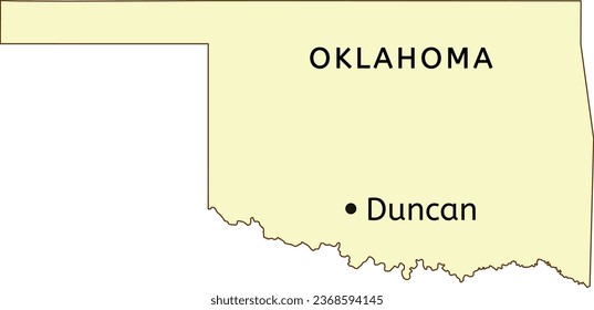 Duncan city location on Oklahoma state map