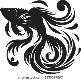 dunching fish silhouette with white background