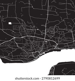 Dundee UK Vector Map, Detailed Scotland City Street Map Black and White Minimalist Line Art