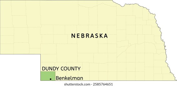 Dundy County and city of Benkelman location on Nebraska state map