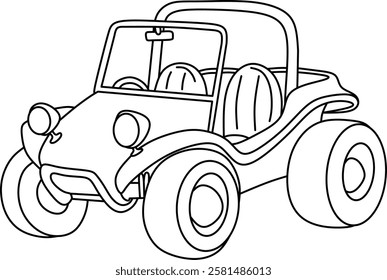 Dune buggy cartoon coloring book page