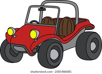 Dune buggy cartoon coloring book page