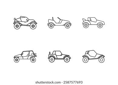 dune buggy icon line art vector illustration