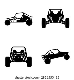 Dune Buggy Silhouette Icons Set for Off-Road Adventure