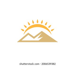 Dune desert sun vector icon logo 