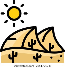 dune icon illustration design with filled line, this is not made from any AI generation