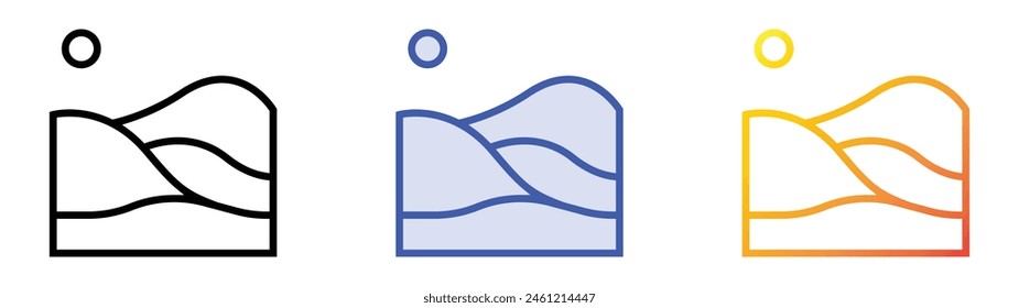 dune icon. Linear, Blue Fill and Gradient Style Design Isolated On White Background