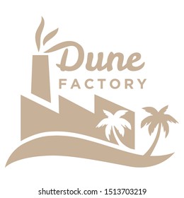 Dune with palms and factory, vector logo template