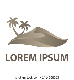 dune with palms, vector logo template 