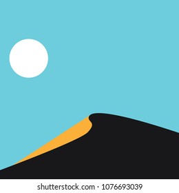 Dune in Sahara desert, sand hill, vector illustration