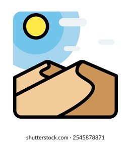 Dune vector illustration in cartoon style, for tourism and holiday.