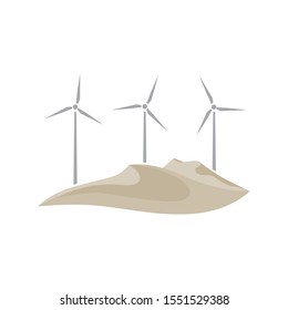 Dune with wind turbines, vector