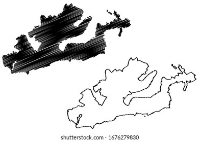 Dunedin City (New Zealand, South Island) map vector illustration, scribble sketch City of Dunedin map