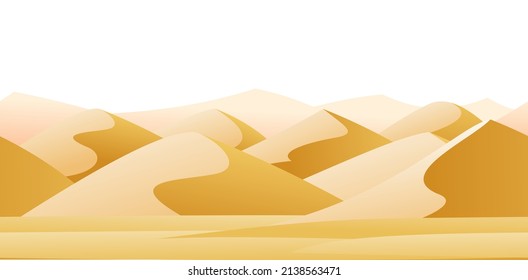 Dunes in desert. Seamless composition. Landscape of southern countryside. Cool cartoon style. Isolated on white background. Vector.