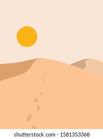 Dunes Dessert Landscape With Bright Sun
Adventure Travelling Concept Flat Illustration 