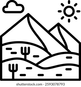 Dunes Icon Line Vector Illustration
