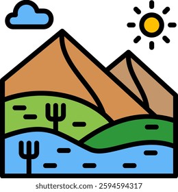 Dunes Icon Lineal Color Vector Illustration