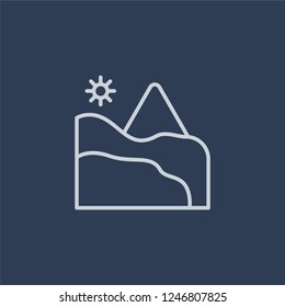 Dunes icon. Trendy flat vector Dunes icon on dark blue background from Desert  collection