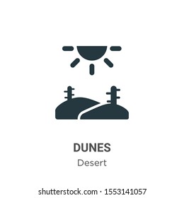 Dunes vector icon on white background. Flat vector dunes icon symbol sign from modern desert collection for mobile concept and web apps design.