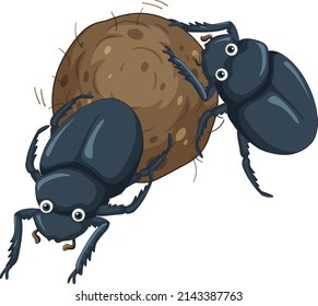 A dung beetle cartoon character illustration
