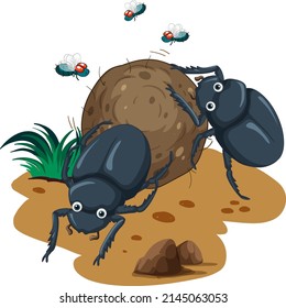 A dung beetle cartoon character illustration