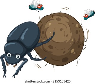 A dung beetle cartoon character illustration