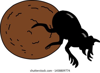 Dung Beetle Cartoon Insect Vector Illustration