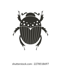 Dung Beetle with fantasy pattern. Geometric Insect icon. Decorative ornate vector illustration.