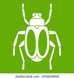 Dung beetle icon white isolated on green background. Vector illustration