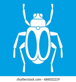 Dung beetle icon white isolated on blue background vector illustration