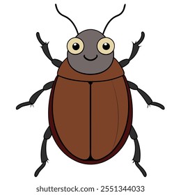 Dung Beetle insect flat vector illustration on a white background