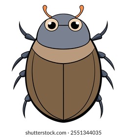 Dung Beetle insect flat vector illustration on a white background