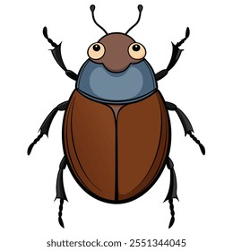 Dung Beetle insect flat vector illustration on a white background