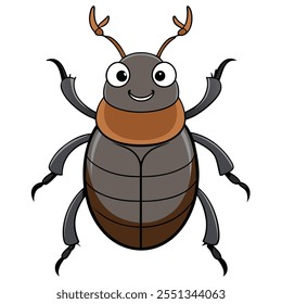 Dung Beetle inseto vetor plano ilustração em um fundo branco