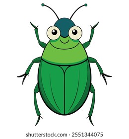 Dung Beetle insect flat vector illustration on a white background