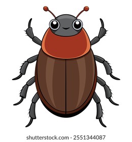 Dung Beetle insect flat vector illustration on a white background