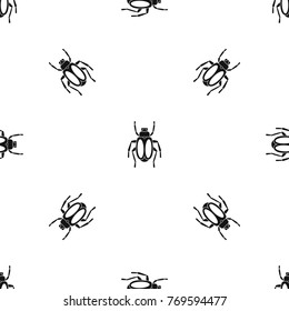 Dung beetle pattern repeat seamless in black color for any design. Vector geometric illustration