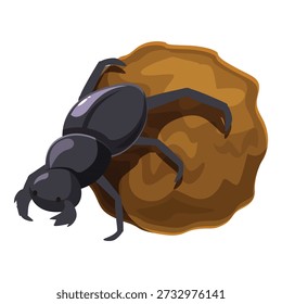 Dung beetle pushing a ball of dung, coprophagous insect, nature, wildlife, invertebrate, ecosystem