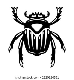 Dung beetle scarab icon on white background.