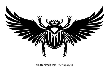 Dung beetle scarab icon on white background.	