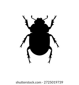 Diseño de ilustración plana de Vector de silueta de escarabajo de estiércol.