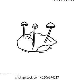 Dung, hallucinogenic mushrooms vector icon in outline