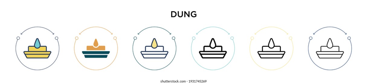 Dung Icon in vollem, dünnen Linie, Umriss und Strich Stil. Vektorgrafik zweier farbiger und schwarzer Dungvektorsymbole kann für mobile, iPhone-, web-basierte