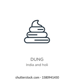 Dung icon. Thin linear dung outline icon isolated on white background from india and holi collection. Line vector sign, symbol for web and mobile