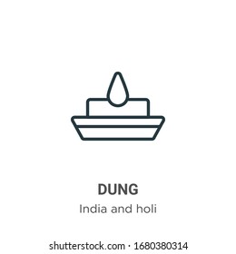 Icono de vector de contorno de estiércol. Icono de estiércol negro en línea delgada, ilustración de elemento simple vector plano de la india editable y concepto holi trazo aislado en fondo blanco