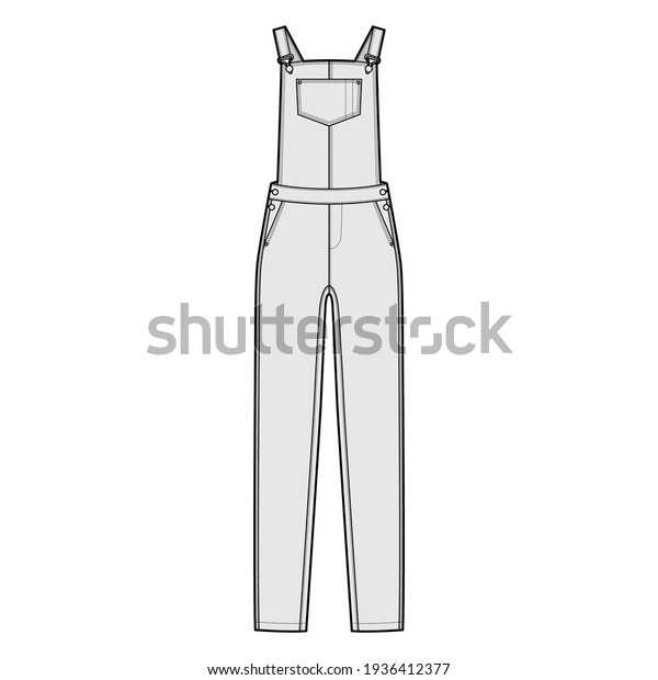 Dungaree Denim Overall Jumpsuit Technical Fashion Stock Vector Royalty