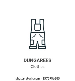 Dungarees outline vector icon. Thin line black dungarees icon, flat vector simple element illustration from editable  concept isolated on white background