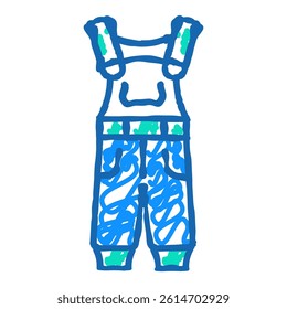 dungarees pants apparel doodle icon sketch vector. dungarees pants apparel sign. isolated symbol illustration